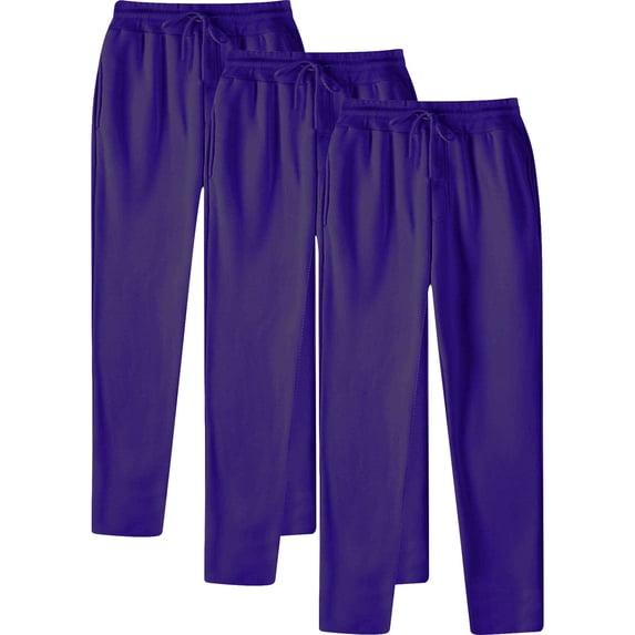 CaiJunJia 3 Pack Sweatpants Men's with Pockets Loose Lightweight Stretch Lounge Pants Comfy Drawstring Workout Jogging Pants,Purple Sizes S-3XL