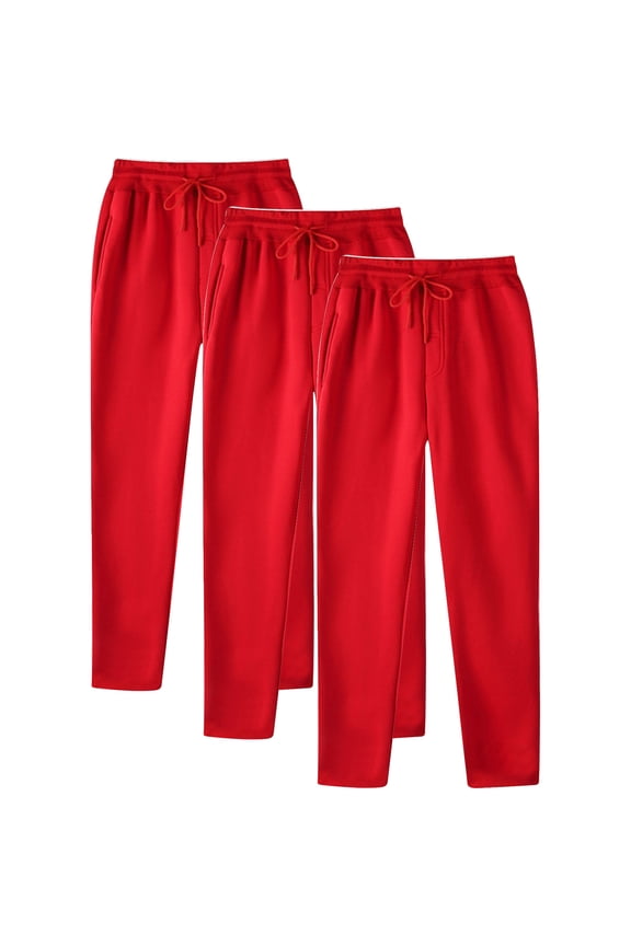 3 Pack Sweatpants Men's with Pockets Loose Lightweight Stretch Lounge Pants Comfy Drawstring Workout Jogging Pants,Red Sizes S-3XL