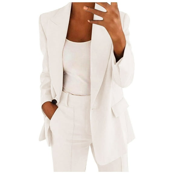 CaiJunJia Blazers Jackets for Women Clearance Sales,2024 Fall Winter Women's Casual Business Open Front Long Sleeve Notch Lapel Office Blazer Jacket
