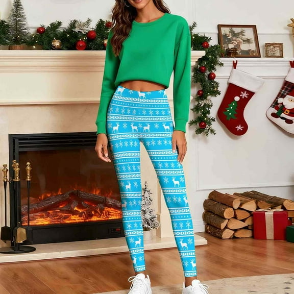 CaiJunJia Christmas Leggings for Women No Boundaries,Womens Stretchy High Waisted Plus Size Yoga Pants Comfy Soft Activewear Gym Workout Leggings