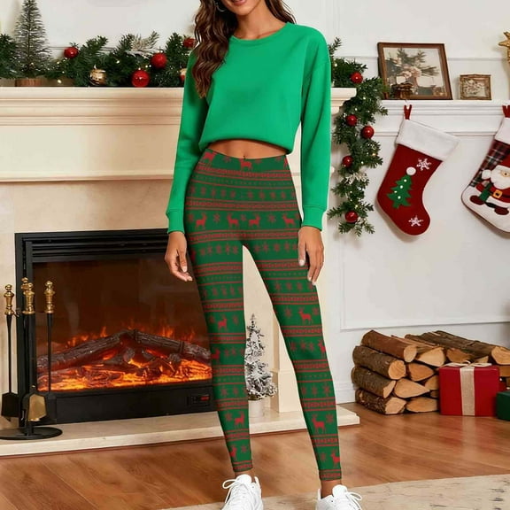 CaiJunJia Christmas Leggings for Women No Boundaries,Womens Stretchy High Waisted Plus Size Yoga Pants Comfy Soft Activewear Gym Workout Leggings