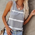 thumbnail image 1 of CaiJunJia T Shirts for Women,Women's Summer Striped Tank Tops Sleeveless Crewneck T-Shirts Basic Knit Basic Casual Loose Blouse, 1 of 6