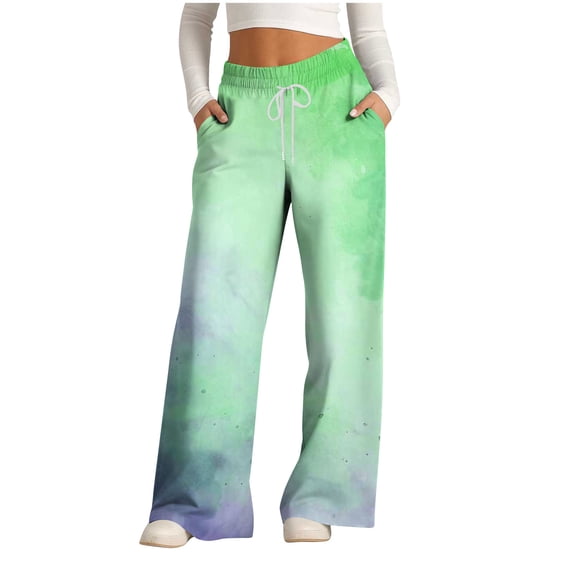 CaiJunJia Women's Casual Loose Wide Leg Cozy Pants Yoga Sweatpants Comfy High Waisted Sports Athletic Lounge Pants with Pockets