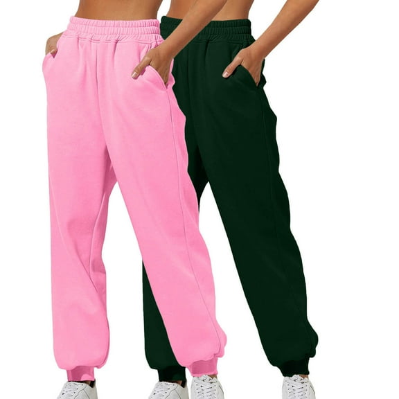 CaiJunJia Clearance No Boundaries 2 Pack Women's Jogger Sweatpants Lightweight Cotton Drawstring Waist Joggers Workout Pants with Pockets