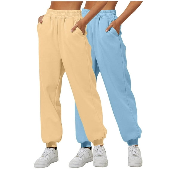 CaiJunJia Clearance No Boundaries 2 Pack Women's Sweatpants with Pockets Tapered Joggers for Womens Athletic Pants for Workout, Jogging, Running