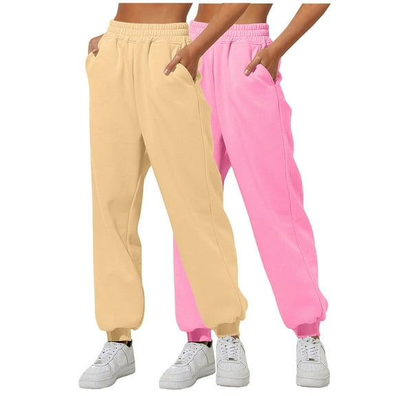 CaiJunJia Clearance No Boundaries 2 Pack Women's Sweatpants with Pockets Tapered Joggers for Womens Athletic Pants for Workout, Jogging, Running