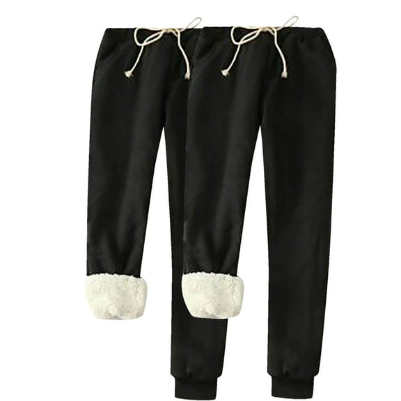 CaiJunJia Clearance No Boundaries 2 Pack Women's Warm Sherpa Lined Athletic Sweatpants Jogger Fleece Pants
