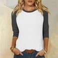 thumbnail image 1 of CaiJunJia T Shirts for Women,3/4 T-Shirt for Women Spring Summer Comfy Tunic Tops Round Neck Solid Color Basic Tees, 1 of 6