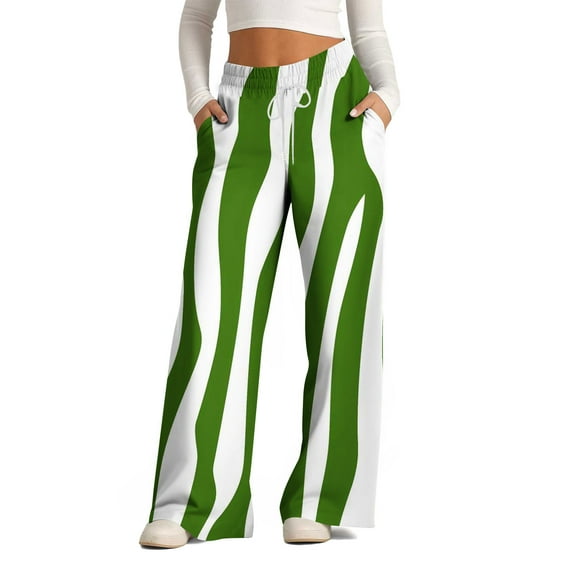 CaiJunJia Wide Leg Sweatpants for Women Trendy High Waisted Drawstring Loose Long Pants with Pockets