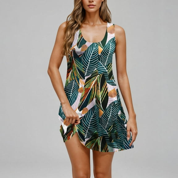 CaiJunJia Women Summer Casual Swing T Shirt Dresses Beach Cover up Loose Dress with Pockets