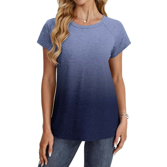 CaiJunJia Women's Summer Fashion Tops Trendy Ruched Cap Short Sleeve Tshirts Shirts Crew Neck T Shirts