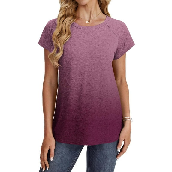 CaiJunJia Women's Summer Fashion Tops Trendy Ruched Cap Short Sleeve Tshirts Shirts Crew Neck T Shirts