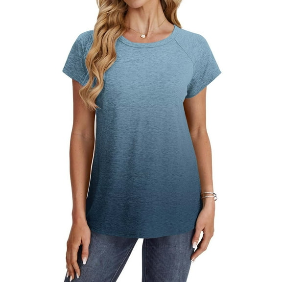 CaiJunJia Women's Summer Fashion Tops Trendy Ruched Cap Short Sleeve Tshirts Shirts Crew Neck T Shirts