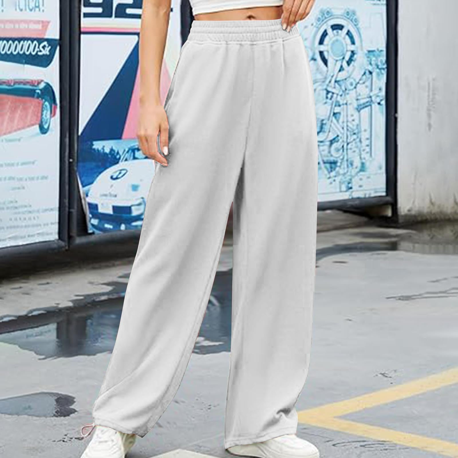 CaiJunJia Womens Sweatpants Wide Leg Baggy Fleece High Waisted
