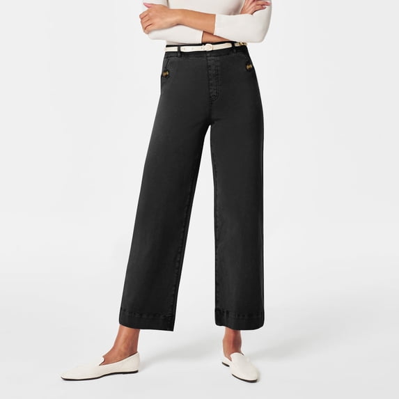 CaiJunJia Cropped Jeans Plus,Womens Wide Leg Jeans Trendy High Waisted Flare Jeans Cropped Denim Pants Stretchy Baggy with Pockets