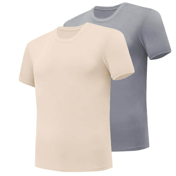 CaiJunJia George 2 Pack Men’s 100% Cotton T Shirt - Short Sleeve Crew Neck Soft Fitted Tees S-2XL Fresh Classic Tshirts