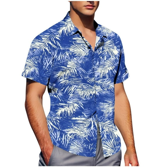 CaiJunJia George Button Down Shirts for Men Classic,Men's Short Sleeve Button Down Shirt Men Casual Summer Tropical Beach Aloha Shirts