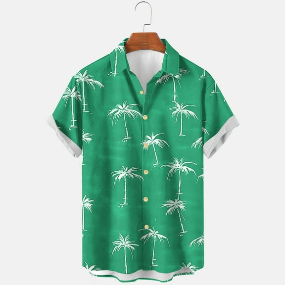 CaiJunJia George Hawaiian Shirt for Men Sleeves Printed Casual Button Down Summer Beach Dress Shirts