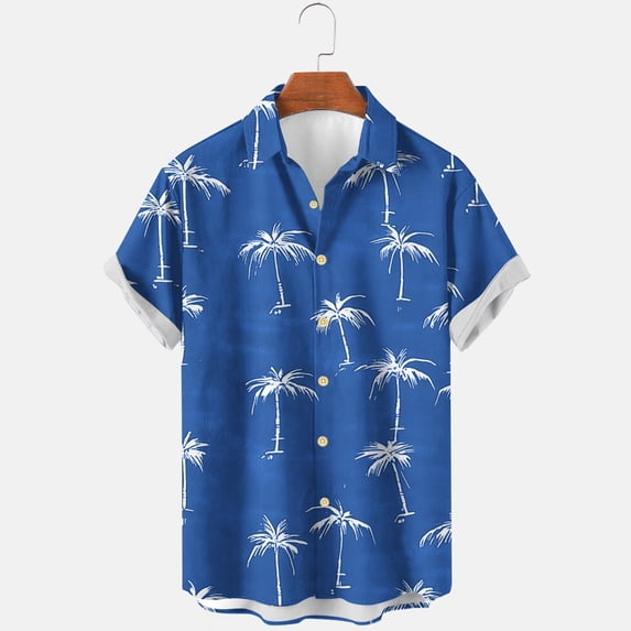 CaiJunJia George Hawaiian Shirt for Men Sleeves Printed Casual Button Down Summer Beach Dress Shirts