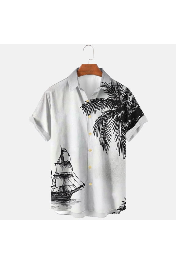 George Hawaiian Shirts for Men Casual Beach Summer Shirt Floral Button Down Tropical Holiday Short Sleeve Shirts