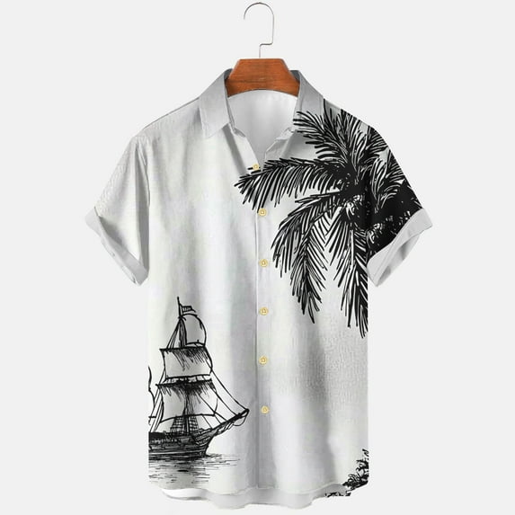 CaiJunJia George Hawaiian Shirts for Men Casual Beach Summer Shirt Floral Button Down Tropical Holiday Short Sleeve Shirts