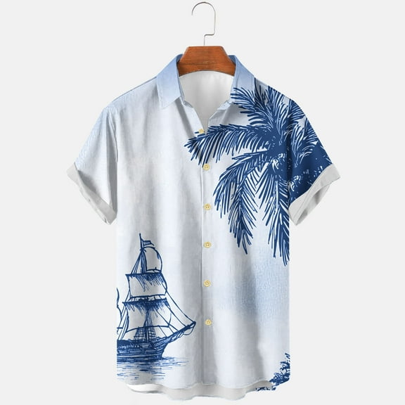 CaiJunJia George Hawaiian Shirts for Men Casual Beach Summer Shirt Floral Button Down Tropical Holiday Short Sleeve Shirts