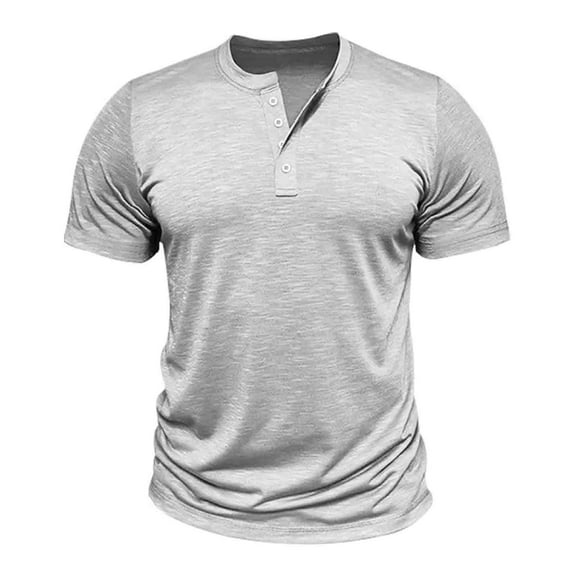 CaiJunJia George Men's Casual Henley Shirt Short Sleeve Summer Basic T Shirt Pocket Soild Button Tee Top