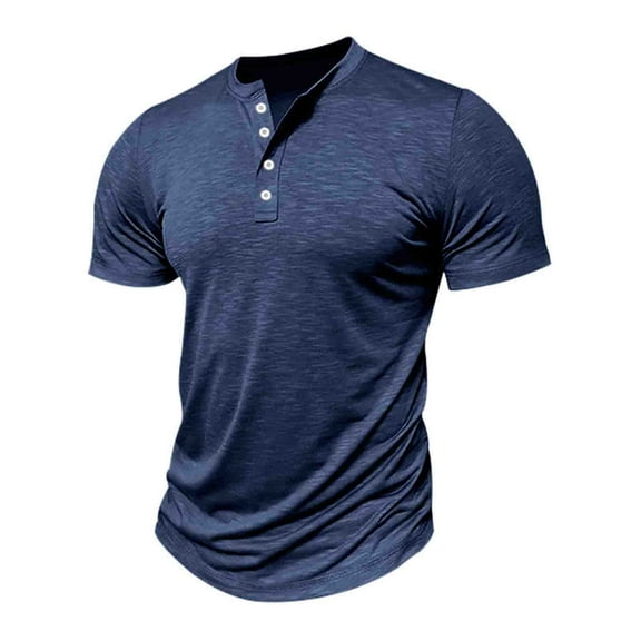 CaiJunJia George Men's Casual Henley Shirt Short Sleeve Summer Basic T Shirt Pocket Soild Button Tee Top