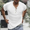 thumbnail image 1 of CaiJunJia George Men's Henley Shirts Short Sleeve Casual Basic Tee Summer Button Henley Soild T Shirts, 1 of 6