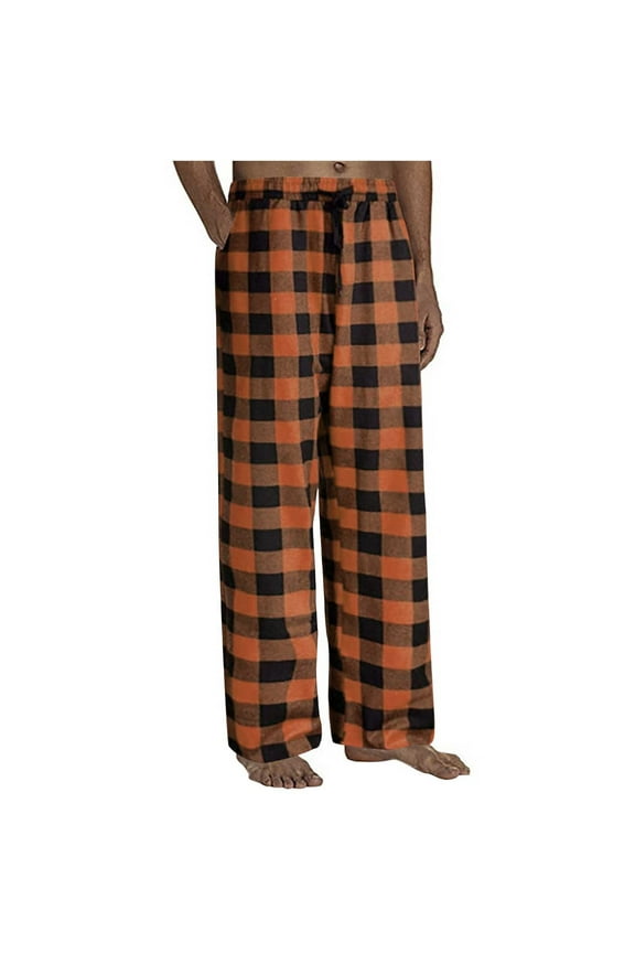 George Men's Pajama Pants Cotton Flannel Plaid Lounge Fleece Warm Sleepwear Pants PJ Bottoms Drawstring and Pockets