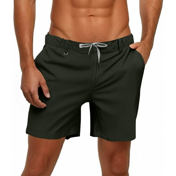 CaiJunJia Mens Casual Shorts Cotton Drawstring Summer Regular Fit Twill Chino Shorts