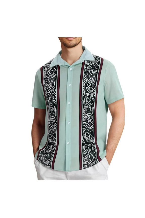 George Mens Cuban Guayabera Shirt Short Sleeve Button Down Shirts Summer Beach Vacation Shirts