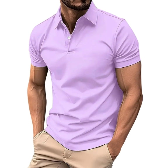 CaiJunJia George Polo Shirt,Men's Fashion Casual Polo Shirts Cotton Slim Fit Button Short Sleeve Basic Golf Work Tops