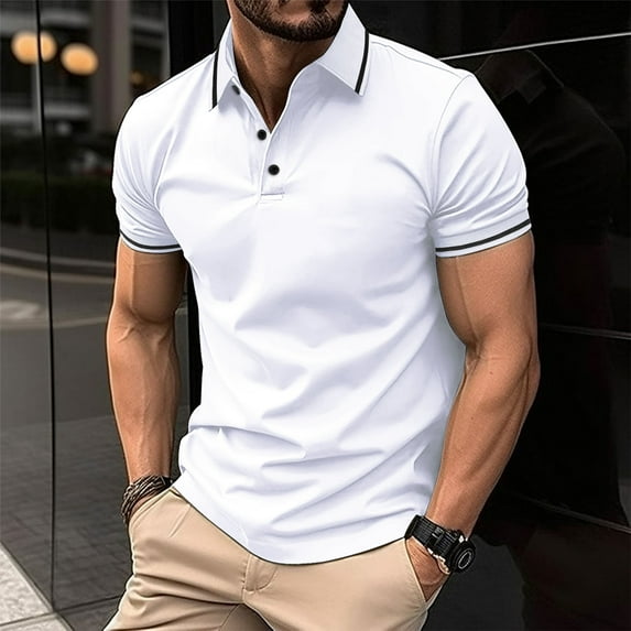 CaiJunJia George Polo Shirt,Men's Polo Shirts Long and Short Sleeve Cotton Blend Heather Moisture Wicking Casual Collared Shirts