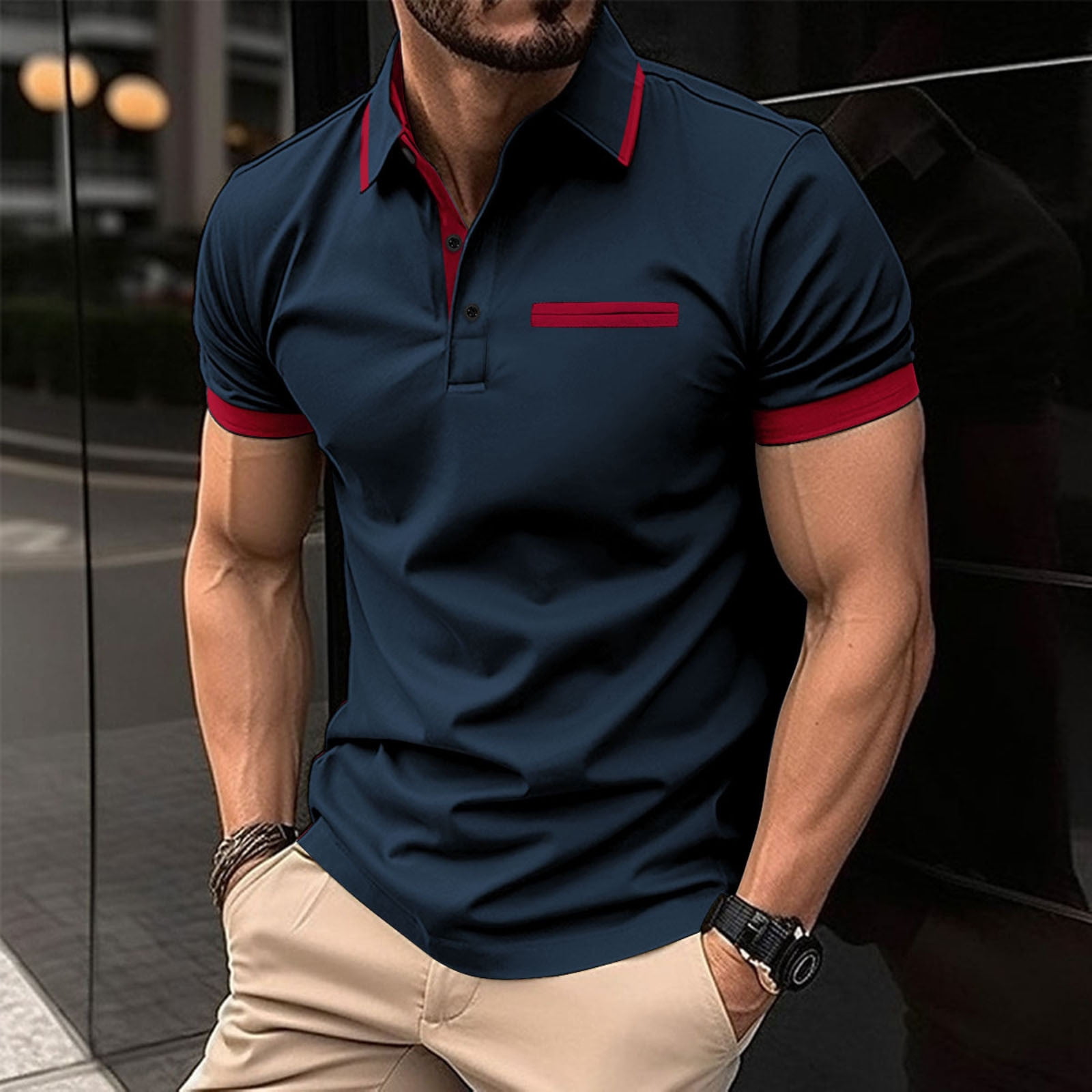 トップス Shawl Collar S/S Polo - Cotton Pique M C46747s.jpg
