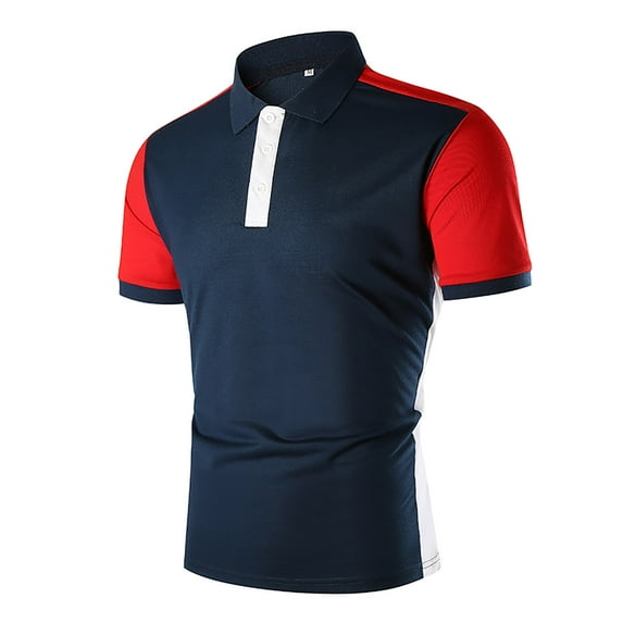 CaiJunJia George Polo Shirt,Men's Short Sleeve 100% Cotton Pique Color Block Polo Shirt