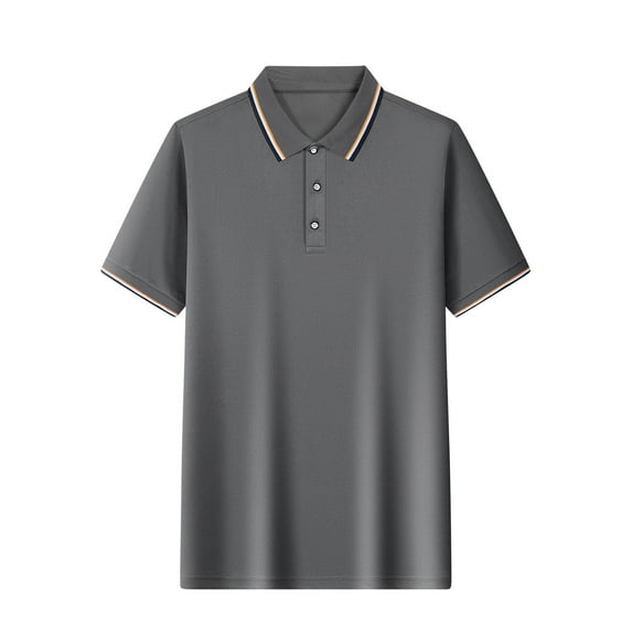 CaiJunJia George Polo Shirt,Mens Polo Shirts Short Sleeve Striped Cotton Dry Fit Rugby Collared Casual Golf Shirts for Men