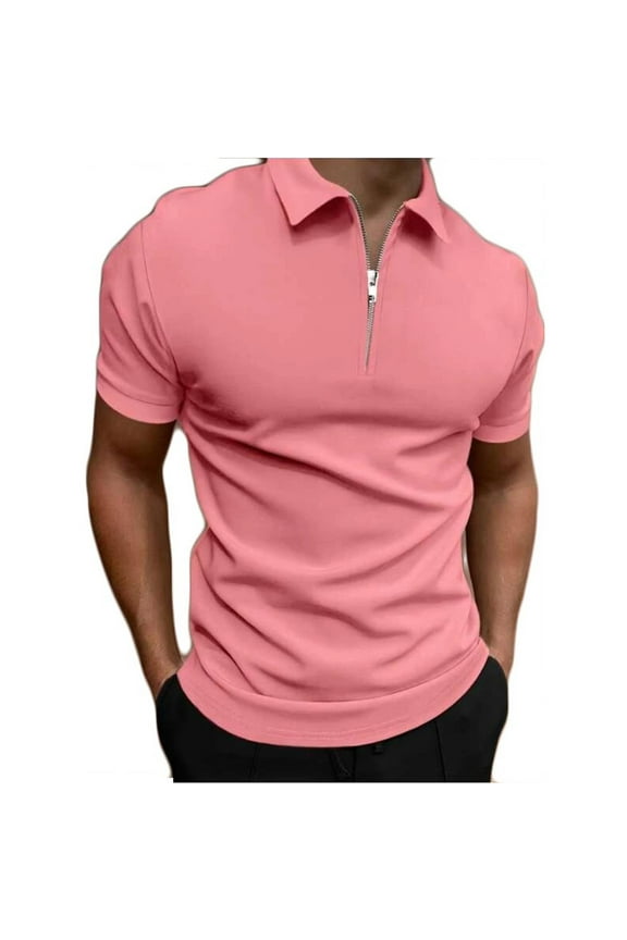 George Polo Shirt,Mens Zipper Golf Shirt Moisture Wicking Dry Fit Performance Sport Short Sleeve Golf Polo Shirts for Men
