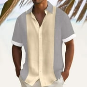 CaiJunJia George T Shirts for Men,2024 Spring Summer Men's Shirts Short Sleeve Casual Shirts Button Down Beach Summer Shirt