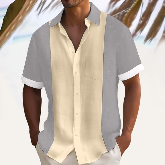 CaiJunJia George T Shirts for Men,2024 Spring Summer Men's Shirts Short Sleeve Casual Shirts Button Down Beach Summer Shirt