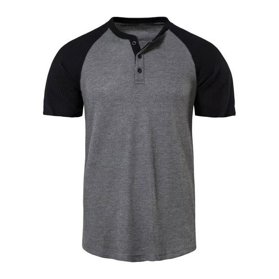 CaiJunJia George T Shirts for Men,Men's Casual Henley Shirts Classic Button Cotton Short Sleeve T-Shirt Summer Basic Solid Lightweight Tees Tops