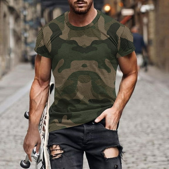 CaiJunJia George Workout Camo Shirts for Men Athletic Running Gym Quick Dry Tee Short Sleeve Moisture Wicking T Shirt