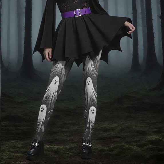 CaiJunJia Halloween Leggings for Women,Women's Halloween Crossover Leggings High Waisted Buttery Soft Printed Tights