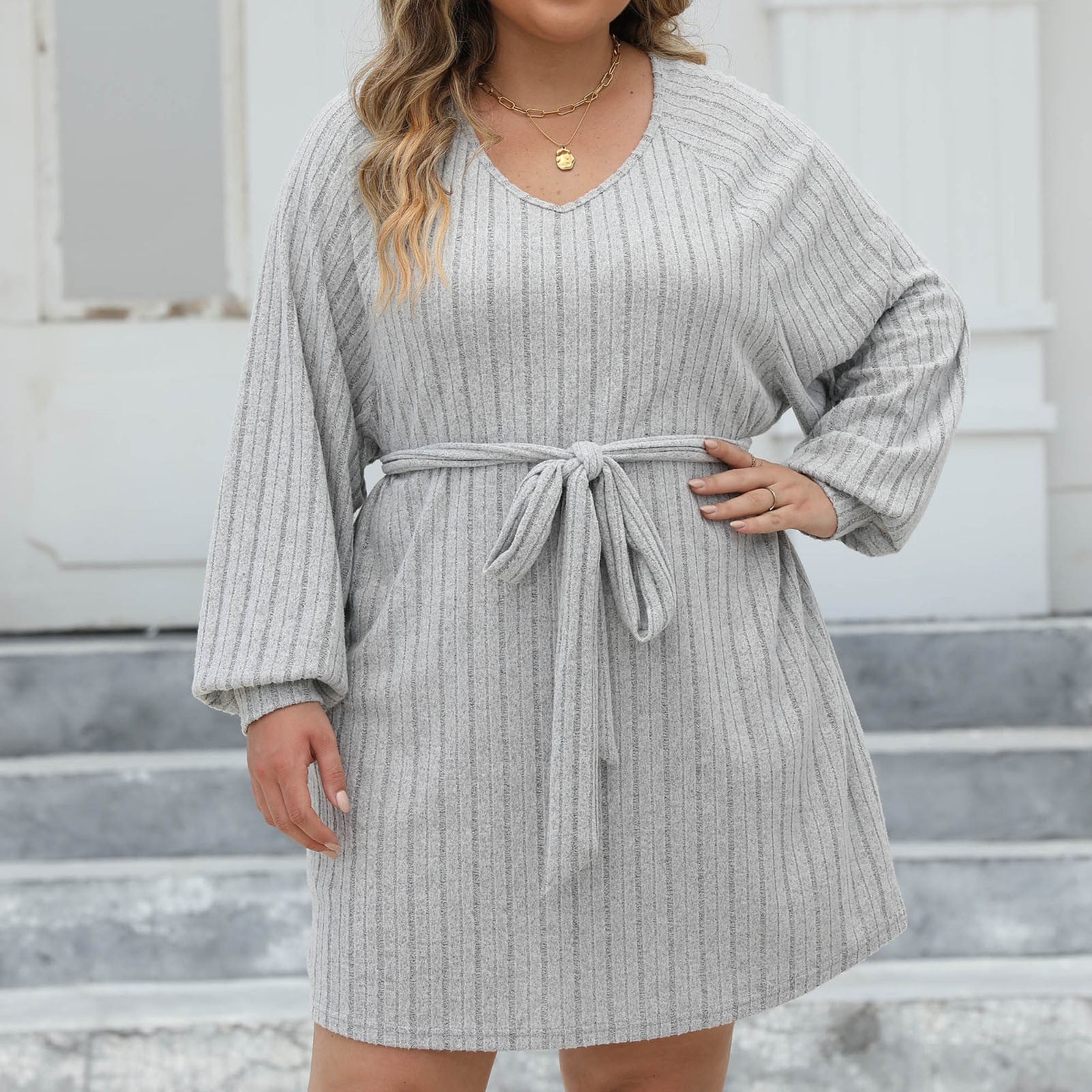 CaiJunJia Knit Sweater Dresses for Women 2024,,Plus Size Fall Long