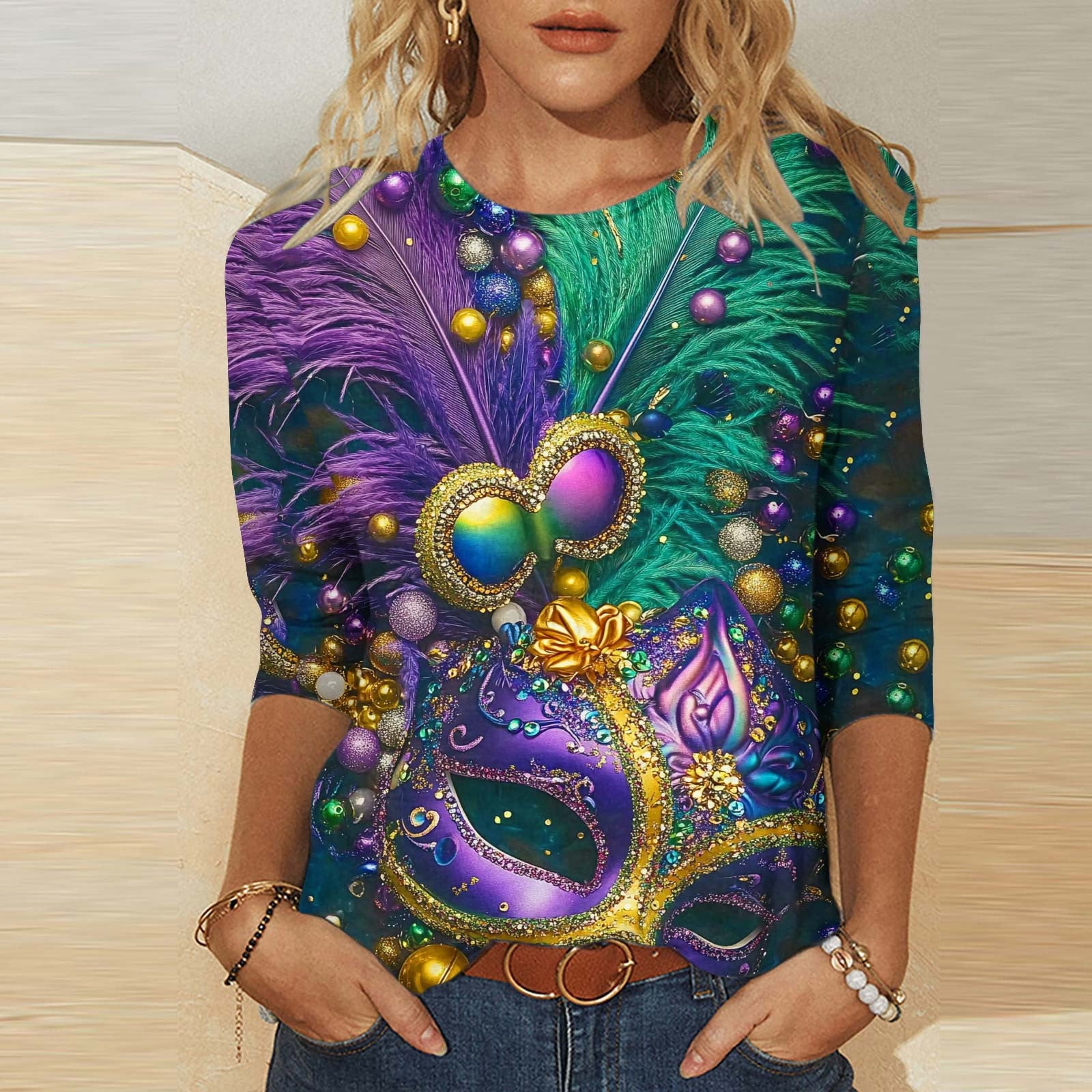 CaiJunJia Mardi Gras Shirts,Women