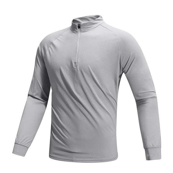 CaiJunJia Men's Sun Protection Shirts UPF 50+ 1/4 Zip Up Long Sleeve Rash Guard Fishing Quick Dry Lightweight