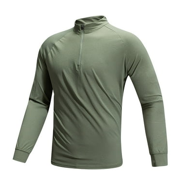 CaiJunJia Men's Sun Protection Shirts UPF 50+ 1/4 Zip Up Long Sleeve Rash Guard Fishing Quick Dry Lightweight
