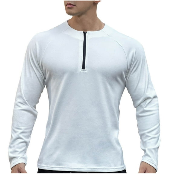 CaiJunJia Men's UPF 50+ Shirts 1/4 Zip Up Sun Protection Long Sleeve Rash Guard Outdoor Hiking Fishing Running Shirts