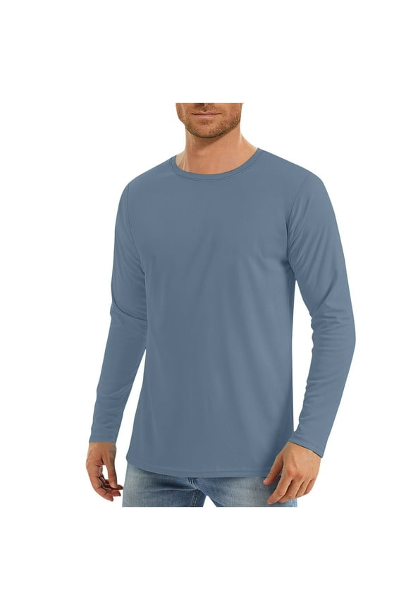 Mens UPF 50+ UV Sun Protection Shirts Outdoor Long Sleeve SPF Rash Guard for Fishing Hiking Swimming Running