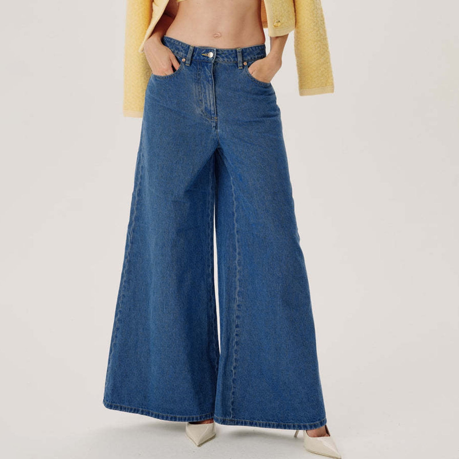 Nicole Miller Artelier BLUE DENIM Midnight Wide Leg Crop